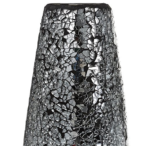 London Boutique Large Tall Vase 18" 40cm Vases for Flowers Handmade Decorative Mosaic Glitter Vase Sparkled Glass gift present (Large Black Silver)