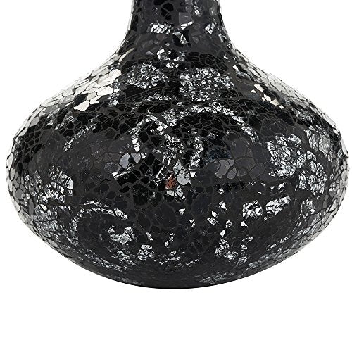 London Boutique Vases for Flowers Decorative Crackle Glitter Sparkled Mercury Mosaic vase gift 006 (Black Silver Rose)