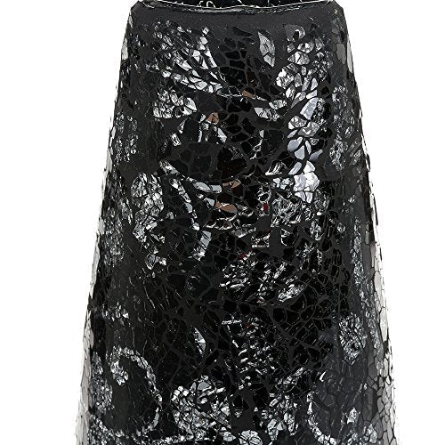 London Boutique Large Tall Vase 18" 40cm Vases for Flowers Handmade Decorative Mosaic Glitter Vase Sparkled Glass gift present (Large Black Rose)