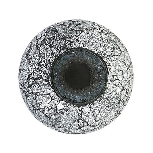 Vases for Flowers Decorative Crackle Glitter Sparkled Mercury Mosaic Bottle Bulb Shaped gift present 006 (Black Silver)