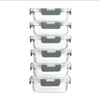 Kids Glass Lunch Containers with Lids 6 Pack – 370ml Snack Pots & Glass Food Storage, Borosilicate, Oven, Freezer & Microwave Safe, Leak-Proof
