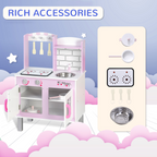 Kids Kitchen Play Set Sounds Utensils Pans Storage Child Role Play