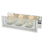 London Boutique Mirrored Candle Holder for 3 Candles – Sparkling Silver Frame with K9 Crystal Holders, Luxury Glass Tea Light & Votive Display Stand, Home Décor & Gift Idea (Lily Flower Cups)