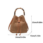 Women's Vintage Raffia Bucket Messenger Bag