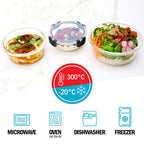Glass Stackable Round Containers - 950ml, 650ml & 400ml - 3 PACK