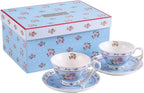 Mothers Day CoronationFamily Party Set Special 3 Tier Cake Stand Teapot Milk Jug 2 Cups 2 Saucers (Blue/ Pink)