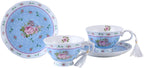 Coffee Tea Cups and Saucers Set of 2 Vintage Flower Flora Rose Lavender Gift Box