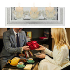 London Boutique Mirrored Candle Holder for 3 Candles – Sparkling Silver Frame with K9 Crystal Holders, Luxury Glass Tea Light & Votive Display Stand, Home Décor & Gift Idea (Lily Flower Cups)