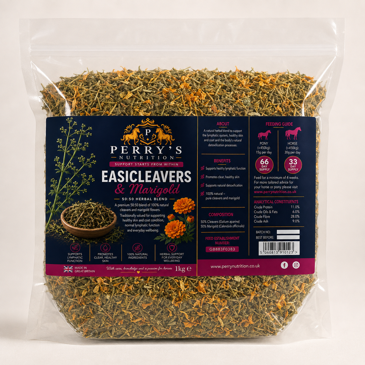 Perry Nutrition EASICleavers & Marigold for Horses - Wellbeing Pets