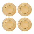 Set of Four 33cm Gold Finish Baroque Charger Plates | Dia