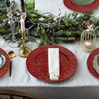 Set of Four 33cm DiaRed Charger Plates | Pandanus