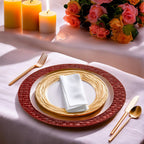 Set of Four 33cm DiaRed Charger Plates | Pandanus