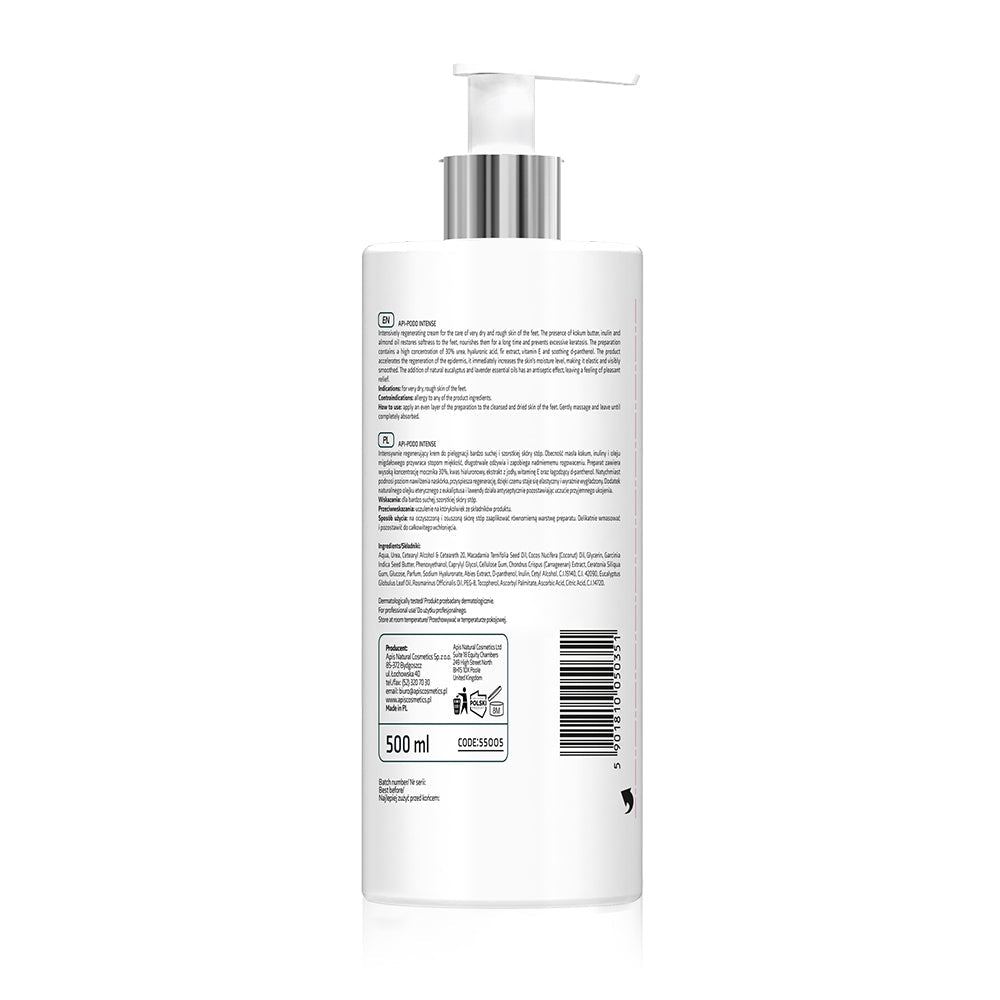 Apis API-PODO INTENSE Intensively Smoothing Foot Cream - Deeply hydrates and softens very dry, rough feet | 500ml