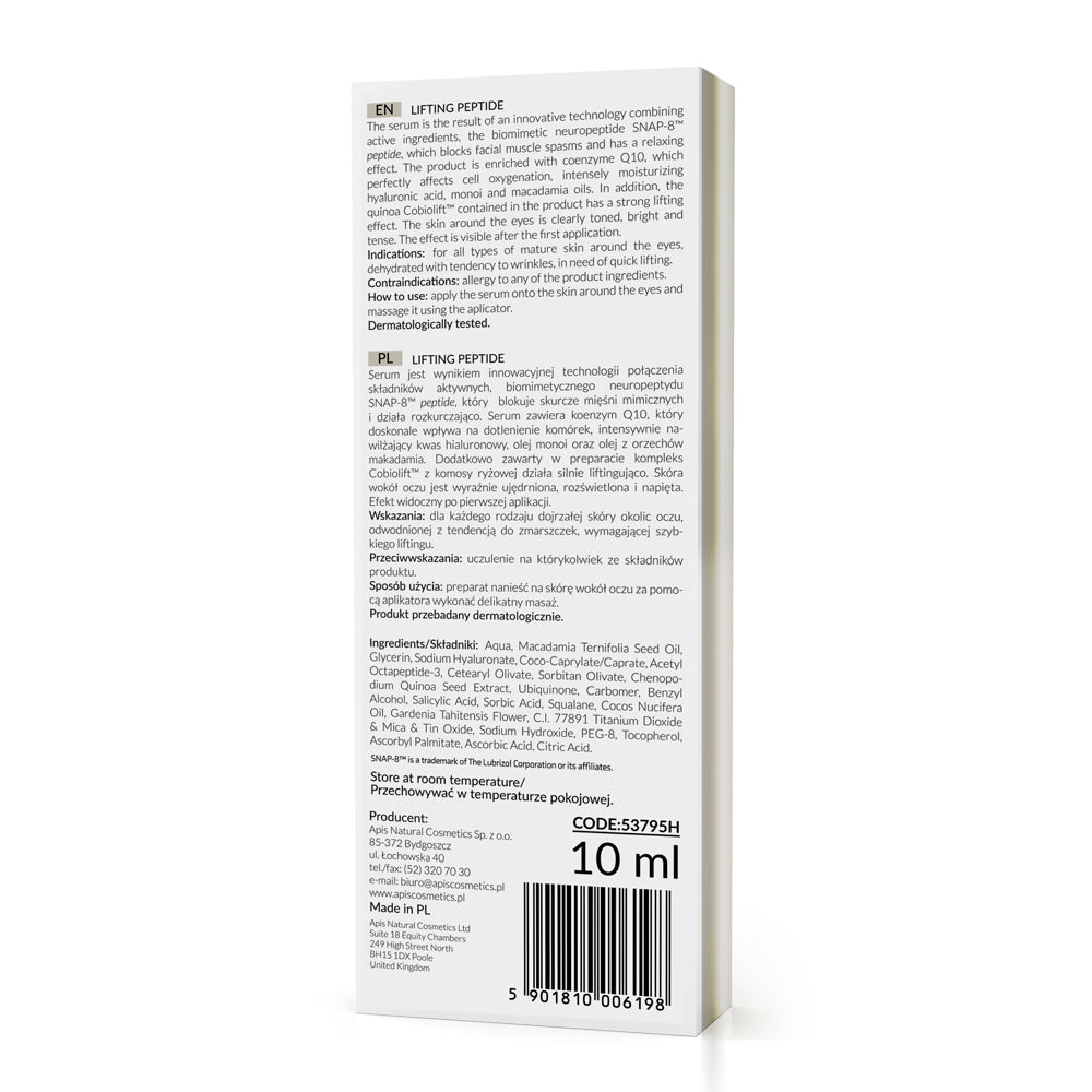 Apis Lifting Peptide Eye Serum with SNAP-8 Peptide | 10 ml | Botox-Like