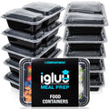 2-Compartment Reusable Containers with Airtight Lids - 887ml