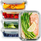 Glass Meal Prep Containers with Lids 5 Pack – 850ml Glass Food Storage & Lunch Containers, Borosilicate, Oven, Freezer & Microwave Safe, Leak-Proof