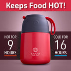 Kids Food Flask 530ml – Insulated Hot Food & Soup Flask with Spoon for School Lunches, Leak-Proof, BPA-Free Stainless Steel | Red