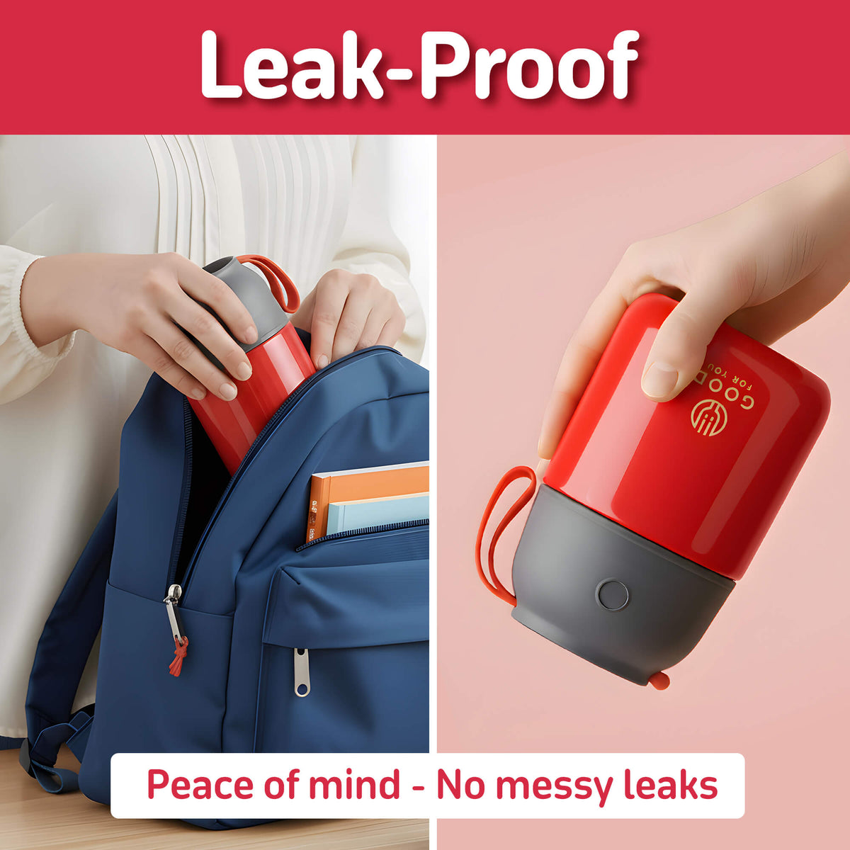 Kids Food Flask 530ml – Insulated Hot Food & Soup Flask with Spoon for School Lunches, Leak-Proof, BPA-Free Stainless Steel | Red