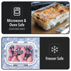 Glass Meal Prep Containers with Lids 10 Pack – Glass Food Storage Containers 5x 1040ml + 5x 370ml, Borosilicate, Oven, Freezer & Microwave Safe