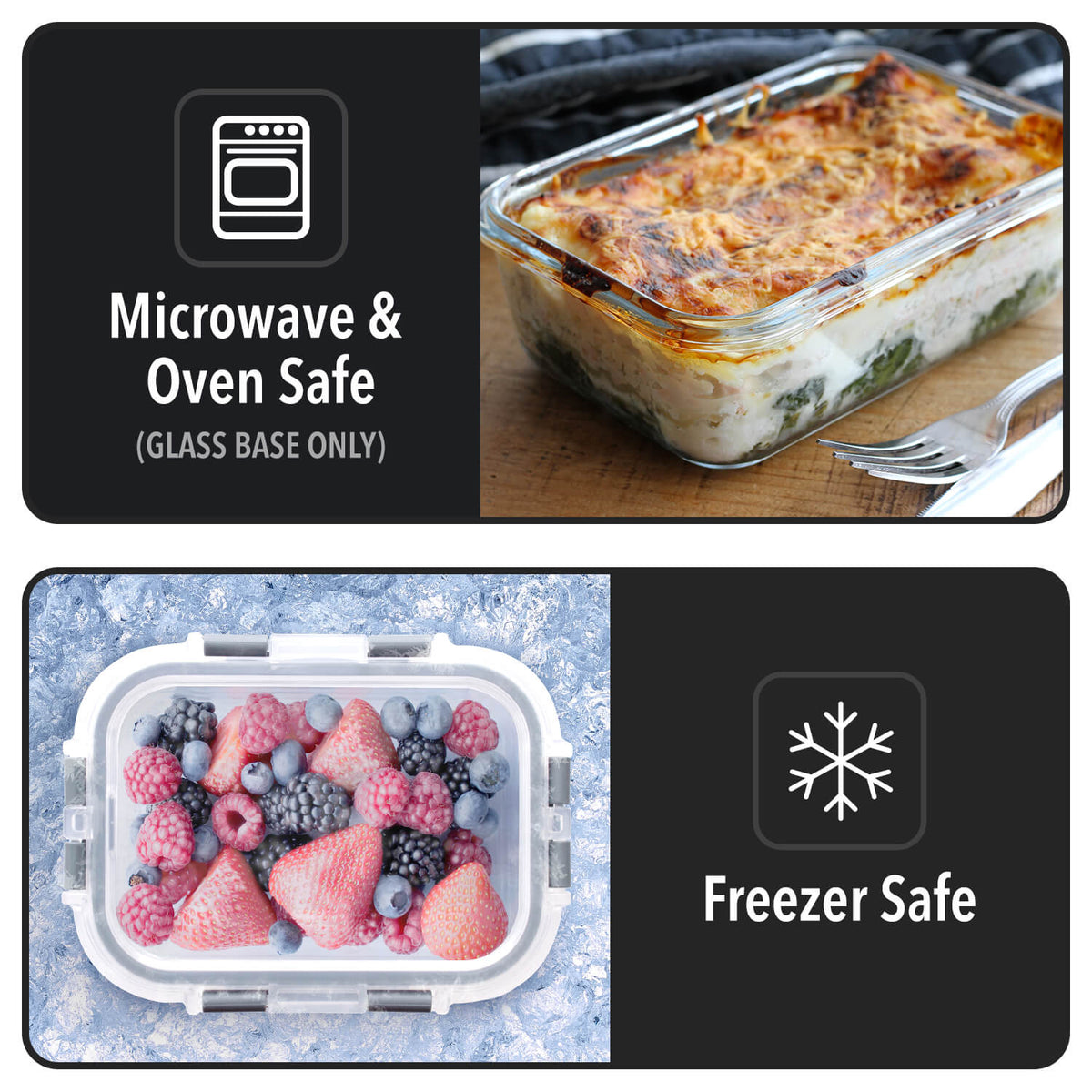 Kids Glass Lunch Containers with Lids 6 Pack – 370ml Snack Pots & Glass Food Storage, Borosilicate, Oven, Freezer & Microwave Safe, Leak-Proof