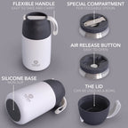 Insulated Food Flask 730ml for Adults – Hot Food & Soup Flask with Spoon for Work, Leak-Proof, BPA-Free Stainless Steel | White
