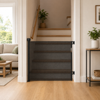 FYLO Premium Baby Fabric Safety Retractable Stair Gate - Black (Upto 120cm Width)
