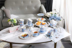 Mothers Day CoronationFamily Party Set Special 3 Tier Cake Stand Teapot Milk Jug 2 Cups 2 Saucers (Blue/ Pink)