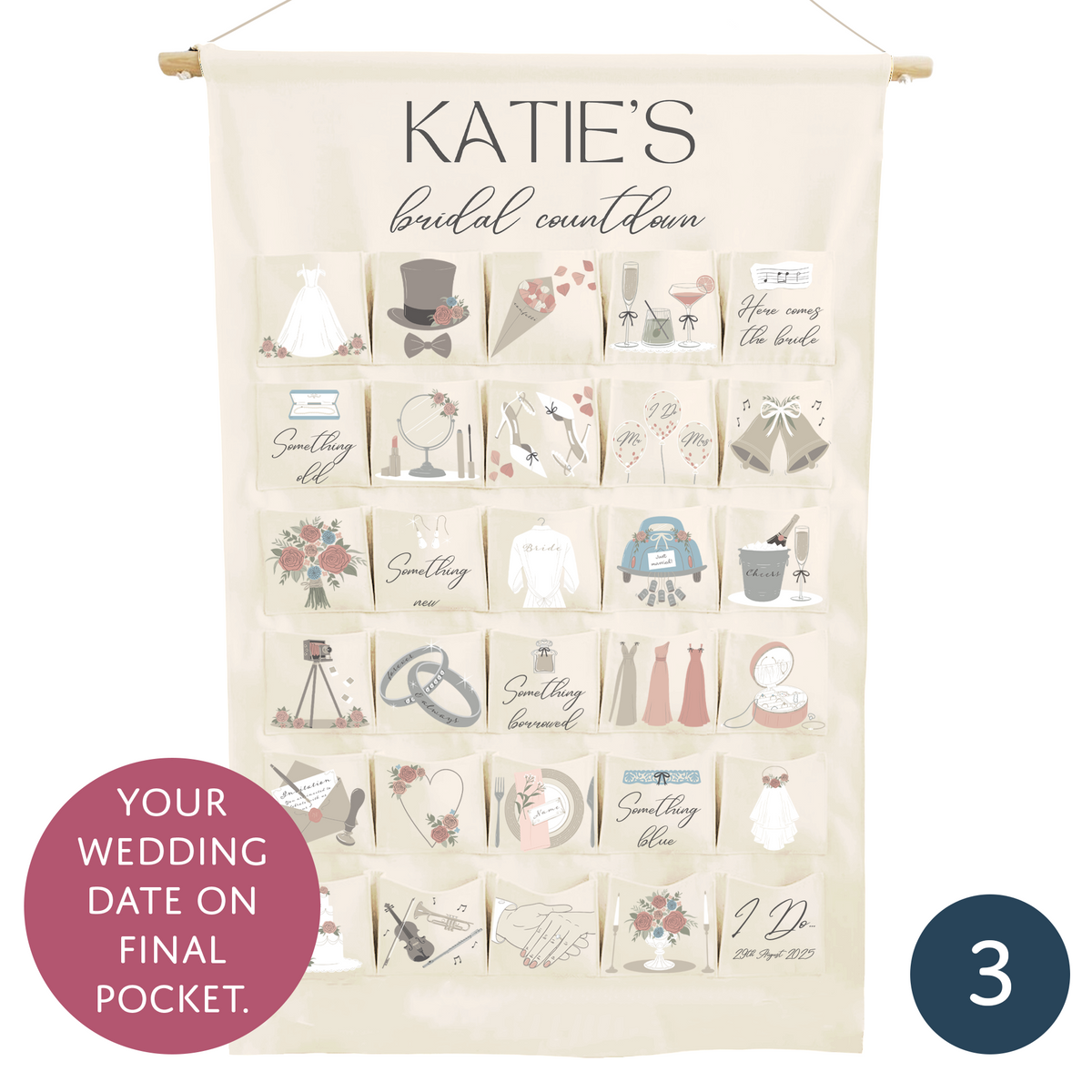 Personalised wedding countdown advent calendar