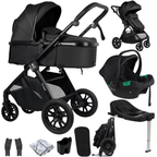 For Your Little One Cruise 3 In 1 Travel System With Car Seat And ISOFIX Base - Eclipse Black (Free Cupholder / Seat Liner Included!)