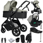 For Your Little One Cruise 3 In 1 Travel System With Car Seat And ISOFIX Base - Pebble Sage (Free Cupholder And Seat Liner Included!)
