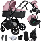 For Your Little One Cruise 3 In 1 Travel System With Car Seat - Blush Rose (Free Cupholder And Seat Liner Included!)