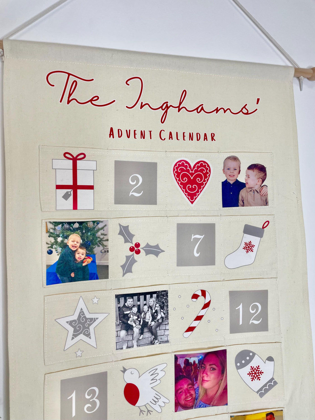 Personalised family advent calendar with family photos