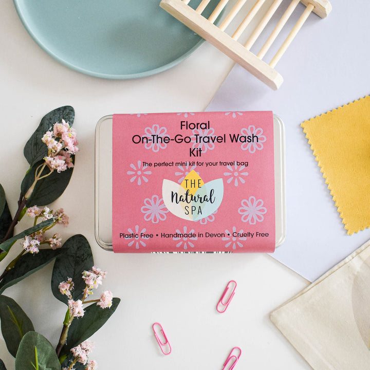 Floral Mini Travel Wash Kit | Natural “On the Go” Shampoo, Conditioner & SoapSet | Vegan, Plastic-Free Hair Care | Perfect Travel Gift