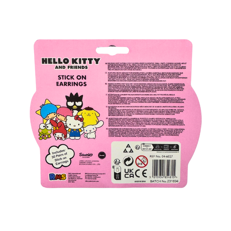 Hello Kitty Stick On Earrings