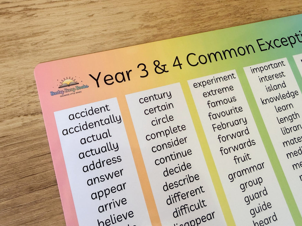 Year 3 & 4 Common Exception Words