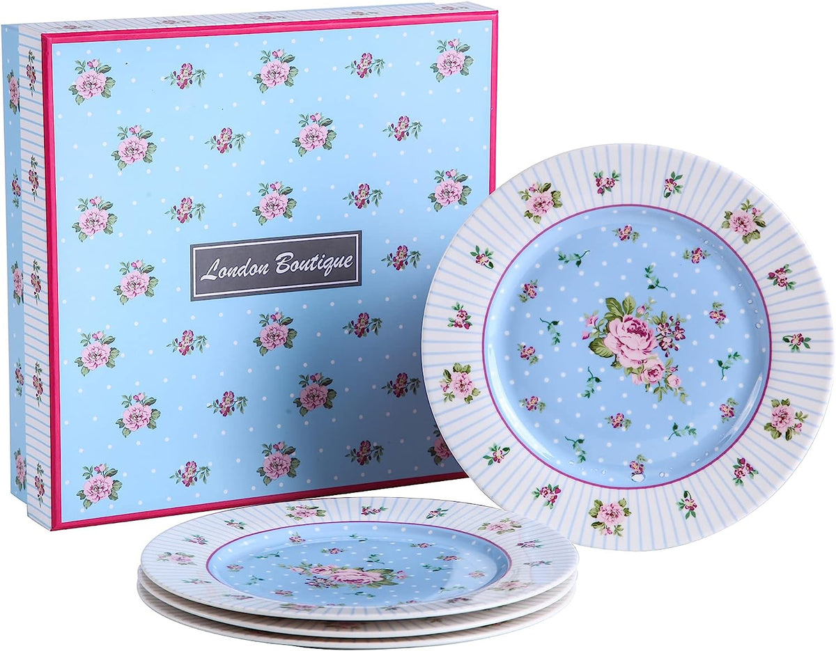 Mothers Day CoronationFamily Party Set Special 3 Tier Cake Stand Teapot Milk Jug 2 Cups 2 Saucers (Blue/ Pink)