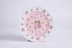 London Boutique Cake Plate Set 4 Porcelain Fine China Wide Rimmed Shabby Chic (Rose Pink)