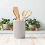 Modern Ribbed Kitchen Utensil Holder – Minimalist Ceramic Pot for Cooking Tools & Countertop Storage