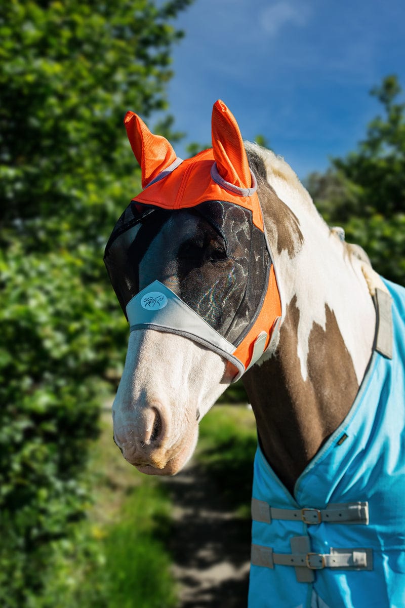 Horse Fly Mask - Orange - Wellbeing Pets
