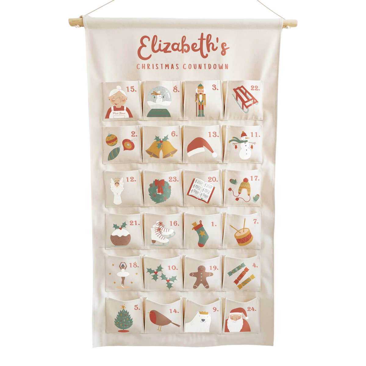 Personalised Fabric Christmas Advent Calendar - Christmas Countdown Calendar