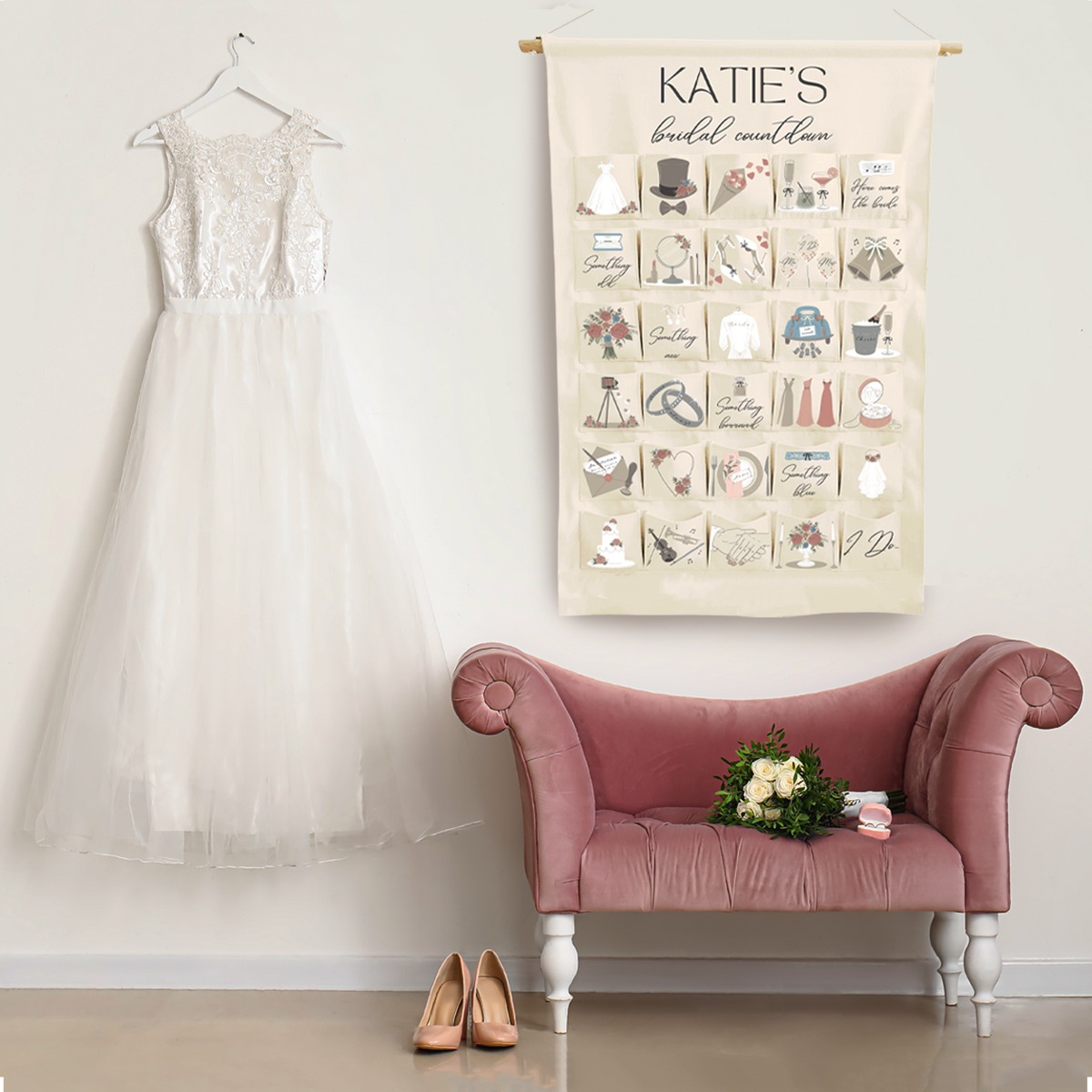 Personalised wedding countdown advent calendar