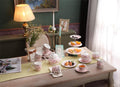 Mothers Day CoronationFamily Party Set Special 3 Tier Cake Stand Teapot Milk Jug 2 Cups 2 Saucers (Blue/ Pink)