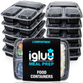 3-Compartment Reusable Containers with Airtight Lids - 946ml