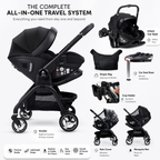 For Your Little One Qubi Infant Car Seat Stroller 7 Piece Bundle - Eclipse Black