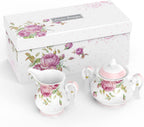 After Tea Coffee Set in Pink Rose Teapot Set, Cups/ Saucers Cake Stand