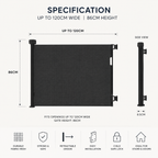 FYLO Premium Baby Fabric Safety Retractable Stair Gate - Grey (Upto 120cm Width)