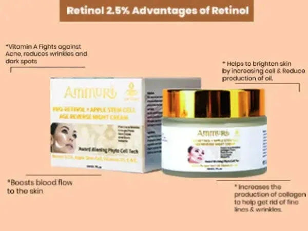 Retinol & Apple Stem Cell Face Cream for Fine Lines (50ml) | Ammuri