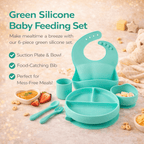 Baby Silicone Feeding Set 6pcs - Green
