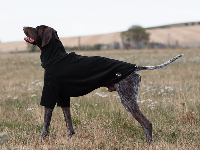 Wide Fit Fleece Dog Jumper - Black - Wellbeing Pets