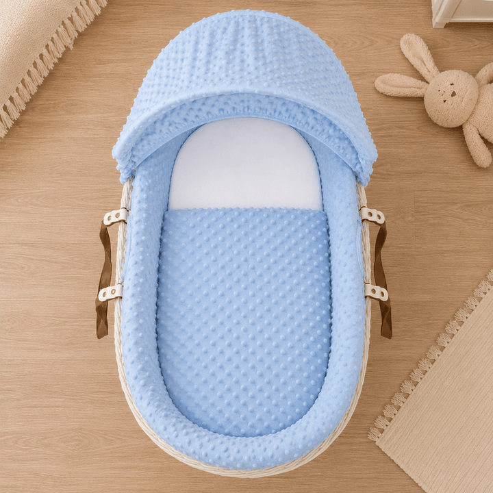 Blue Dimple Moses Basket Bedding Set (Basket Not Included!)